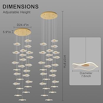 JW ✩.*˚ ziidoo High Ceiling Chandelier - 24-Light Dimmable Modern